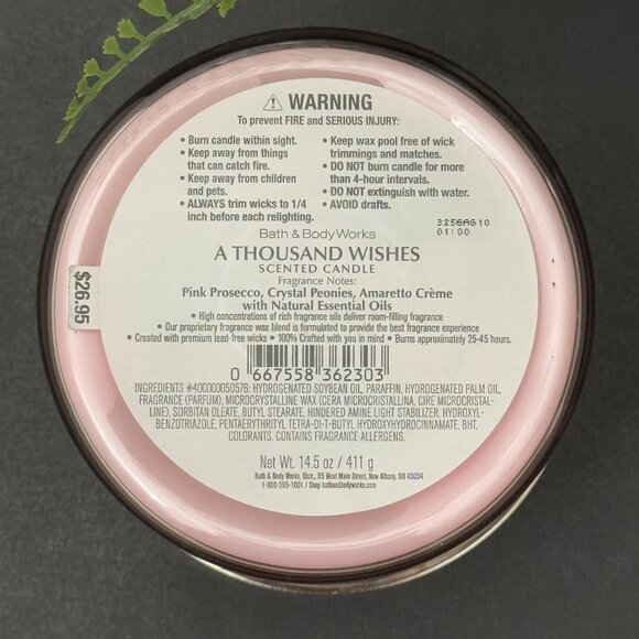 BBW A Thousand Wishes Bath & Body Works 3 Wick Candle - Picture 10 of 10